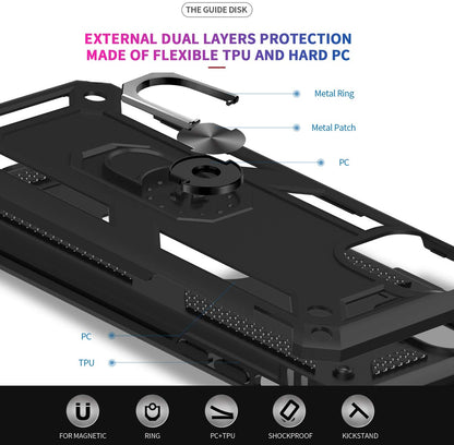 For Samsung Galaxy Note 20 Ultra Shockproof Hybrid Dual Layer PC + TPU with Ring Stand Metal Kickstand Heavy Duty Shell  Phone Case Cover