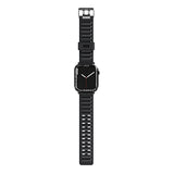For Apple Watch Size 42/44/45mm Sport Bands Carbon Fiber Design Rubber TPU Replacement Band Strap for iWatch Series 7/SE/6/5/4/3/2/6 Black Phone Case Cover