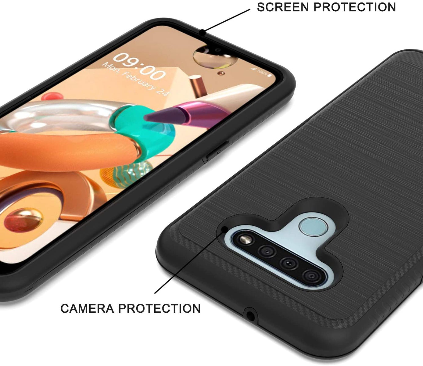For Apple iPhone 14 (6.1") Armor Brushed Texture Rugged Carbon Fiber Design Shockproof Dual Layers Hard PC + TPU  Phone Case Cover