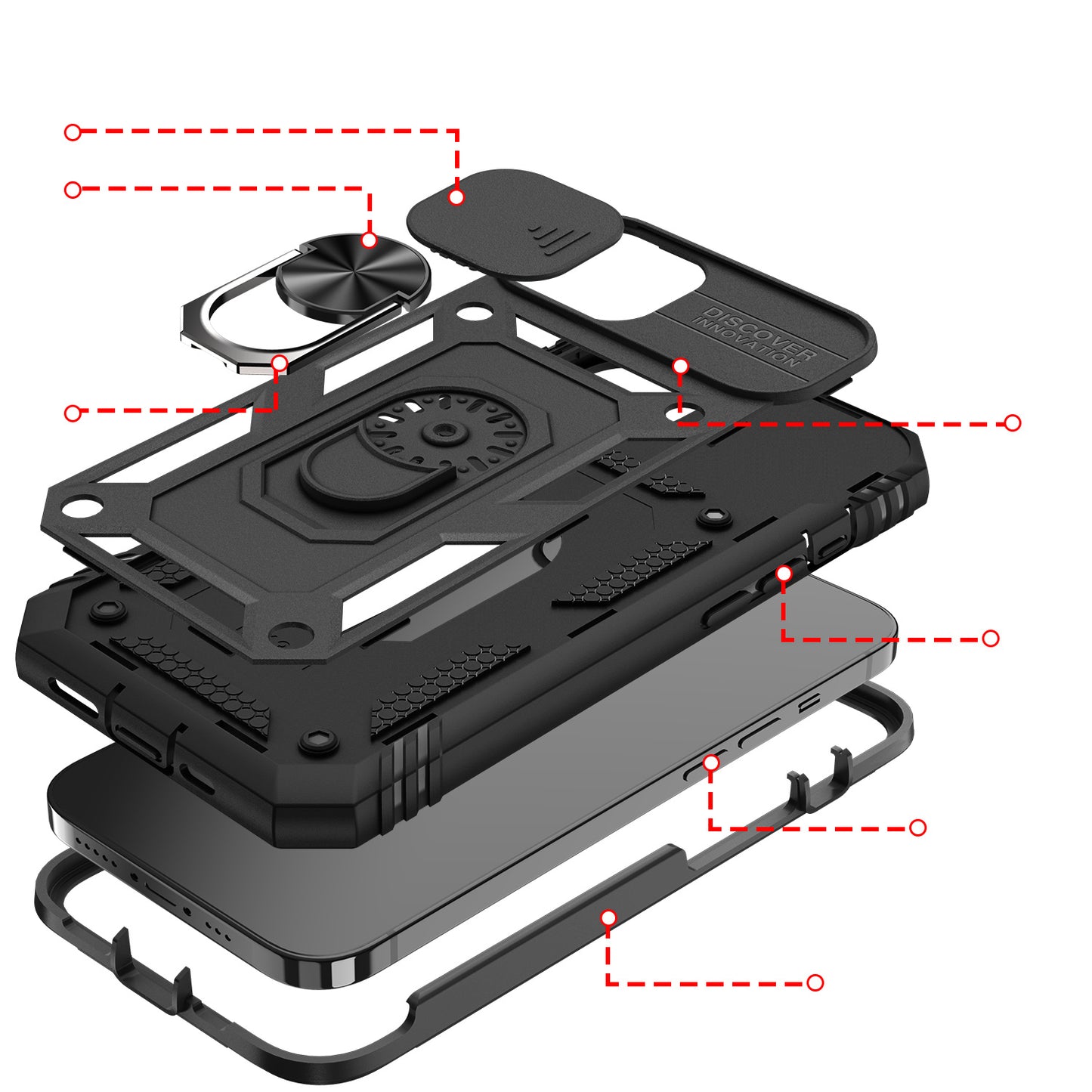 For Apple iPhone 14 Plus (6.7") Hybrid Built-in 360° Rotate Magnetic Ring Stand Camera Protection Heavy Duty Shockproof  Phone Case Cover
