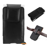 For Nokia C200 Vertical Leather Cell Phone Carrying Case Pouch with Belt Clip Holster Universal Tactical Phone Holder [Black]