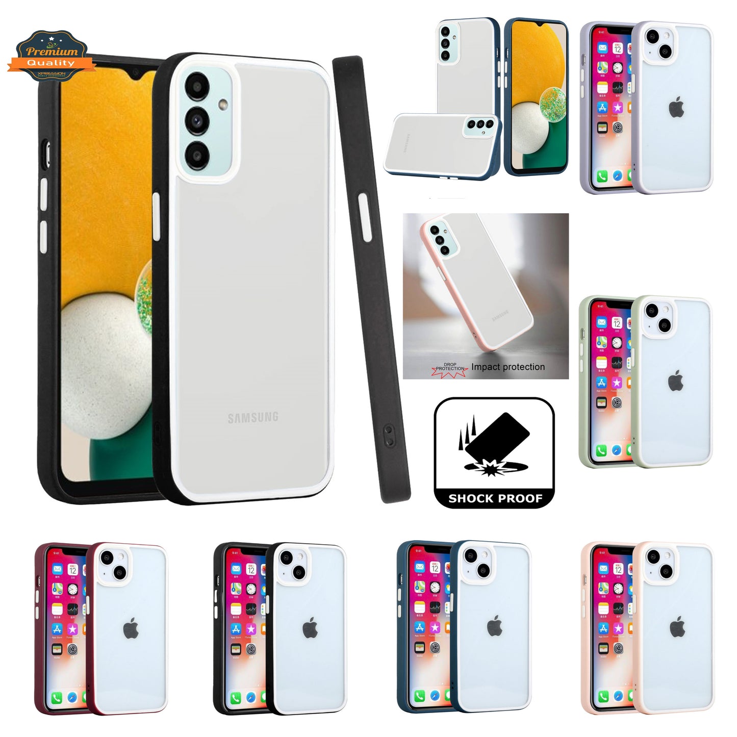 For Apple iPhone 14 /Plus Pro Max Hybrid Transparent Colored Frame Bumper Hard Back Shockproof Slim  Phone Case Cover