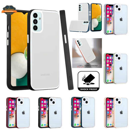 For Apple iPhone 14 /Plus Pro Max Hybrid Transparent Colored Frame Bumper Hard Back Shockproof Slim  Phone Case Cover