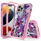 For Apple iPhone 13 Pro (6.1") Fashion Design Three Layer Heavy Duty Hybrid Sturdy 3in1 Shockproof Hard PC Back Protective  Phone Case Cover