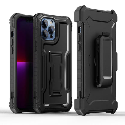 For Apple iPhone 14 (6.1") Combo Shell 3in1 & Holster with Kickstand Swivel Belt Clip Armor TPU Rugged Drop Protection Black Phone Case Cover