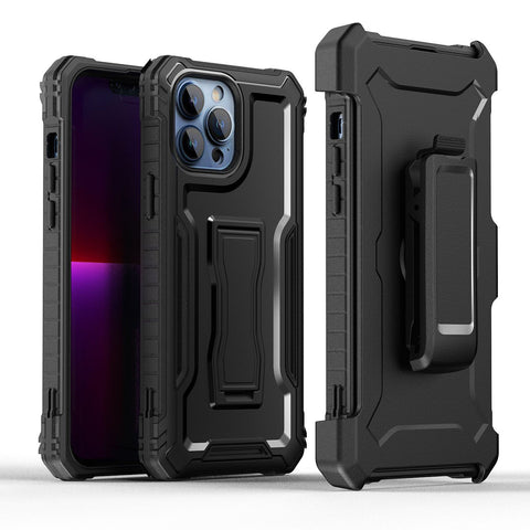 For Apple iPhone 11 (6.1") Combo Shell 3in1 & Holster with Kickstand, Swivel Belt Clip Armor Rugged Drop Protection Black Phone Case Cover