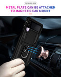 For Samsung Galaxy Z Flip 3 5G Hybrid Durable Dual Layer 360 Degree Rotatable Ring Stand Holder Kickstand Fit Magnetic Car Mount Black Phone Case Cover