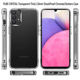 For Samsung Galaxy A33 5G Hybrid HD Crystal Clear Hard PC Back Gummy TPU Frame Slim Fit Thick with Chromed Buttons Transparent Phone Case Cover