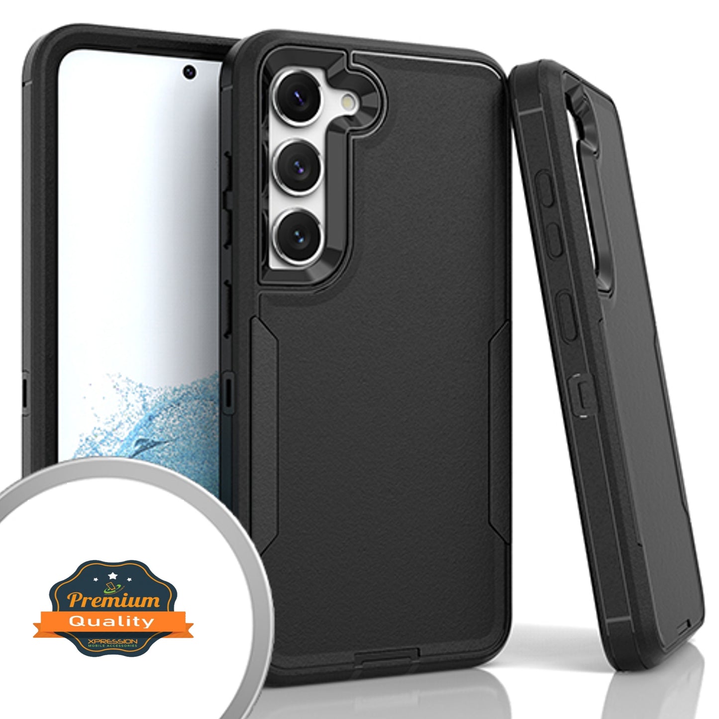 For Samsung Galaxy S23 /Plus /Ultra Tough Hybrid Shockproof Silicone Rubber TPU + Hard PC Heavy Duty Three Layer Protection  Phone Case Cover