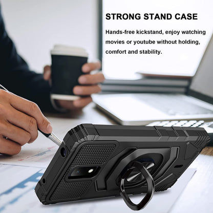For Nokia C200 Full-Body 2in1 Magnetic Car Mount Metal Ring Holder Kickstand Heavy Duty Hybrid Armor Defender  Phone Case Cover