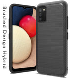 For Samsung Galaxy A02S Slim Thin Protective Hybrid TPU 2-Piece Bumper Shockproof with Brushed Metal Texture Carbon Fiber Hard PC Back  Phone Case Cover