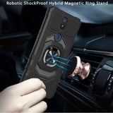 For Cricket Icon 3 Hybrid Dual Layer with Rotate Magnetic Ring Stand Holder Kickstand, Rugged Shockproof Anti-Scratch Protective  Phone Case Cover