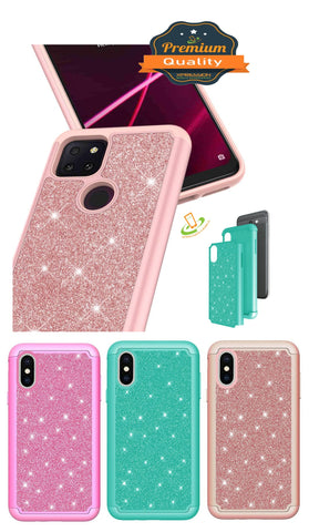 For Apple iPhone 13 Pro (6.1") Glitter Sparkle Bling Shinny Hybrid Slim Rhinestone 2 in 1 Hard PC & Soft TPU Rugged Protective  Phone Case Cover