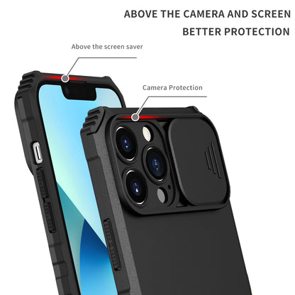 For Apple iPhone 14 Pro (6.1") Slim Hybrid Hard PC & TPU Rubber Shockproof with Kickstand & Covered Camera Protection  Phone Case Cover