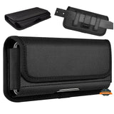 For Nokia C200 Pouch Case Universal Horizontal Canvas with Belt Clip Loop Holster Military Grade Cell Phone Holder Cover [Black]