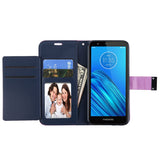 For Motorola Moto E6 PU Leather Wallet with Credit Card Holder Storage Folio Flip Pouch Stand Purple Phone Case Cover