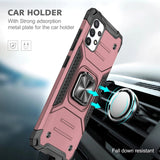 For Samsung Galaxy A22 5G Armor Hybrid with Ring Holder Kickstand Shockproof Heavy-Duty Durable Rugged Dual Layer Hard PC Rose Gold Phone Case Cover