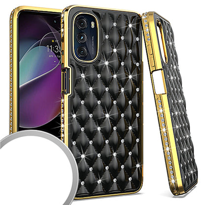 For Apple iPhone 14 Plus /Pro Max Diamonds Fashion Bling Rhinestone Glitter Luxury Plating Hybrid TPU Sturdy Hard PC TPU Back  Phone Case Cover