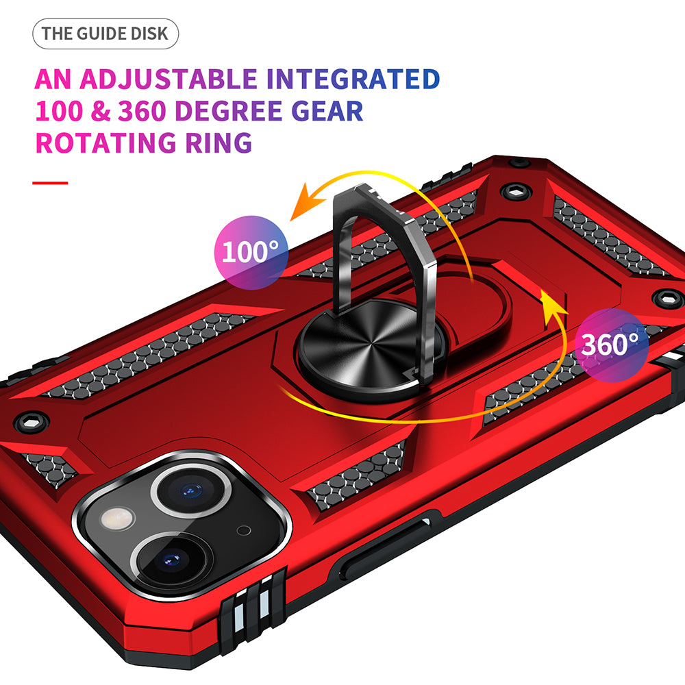 For Apple iPhone 14 /Pro Max Military Grade Heavy Duty Armor Hybrid with Ring Kickstand Finger Loop Stand  Phone Case Cover