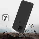 For T-Mobile Revvl 5G Ultra Slim Corner Protection Shock Absorption Hybrid Dual Layer Hard PC + TPU Rubber Armor Defender Black Phone Case Cover