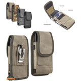 For Nokia C200 Universal Vertical Fabric Case Holster with 2 Card Slots, Pen Holder, Belt Clip Loop & Hook Carrying Phone Pouch [Brown]