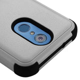 For LG Q7, LG Q7+ Hybrid Three Layer Hard PC Shockproof Heavy Duty TPU Rubber Anti-Drop Gray Black Phone Case Cover