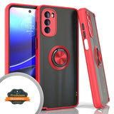 For Motorola Moto G 5G 2022 Ring Stand Holder Kickstand Hybrid Frosted Matte Soft TPU Hard PC Frame Shock-Absorption  Phone Case Cover