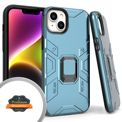 For Apple iPhone 14 Plus /Pro Max Hybrid Heavy Duty Armor Protective Bumper with 360° Degree Ring Holder Kickstand  Phone Case Cover