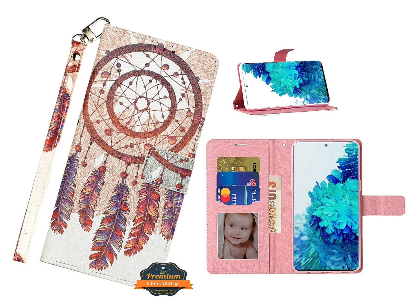 For Motorola Edge+ 2022 /Edge Plus Design Wallet Case ID Money Credit Card Holder Leather Pocket Flip Pouch & Strap  Phone Case Cover