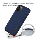 For Apple iPhone 11 (6.1") Texture Brushed Line Shockproof Rugged Shield Non-Slip Hybrid Dual Layers Soft TPU + Hard PC Back Navy Blue Phone Case Cover