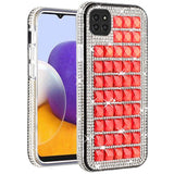 For Boost Mobile Celero 5G Fashion Luxury 3D Bling Diamonds Rhinestone Jeweled Shiny Crystal Hybrid TPU + PC Bumper Hard Black Phone Case Cover