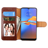 For Motorola Moto E6 Plus PU Leather Wallet with Credit Card Holder Storage Folio Flip Pouch Stand  Phone Case Cover