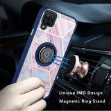 For Samsung Galaxy A42 5G Unique Marble Design with Magnetic Ring Kickstand Holder Hybrid TPU Hard PC Shockproof Armor  Phone Case Cover