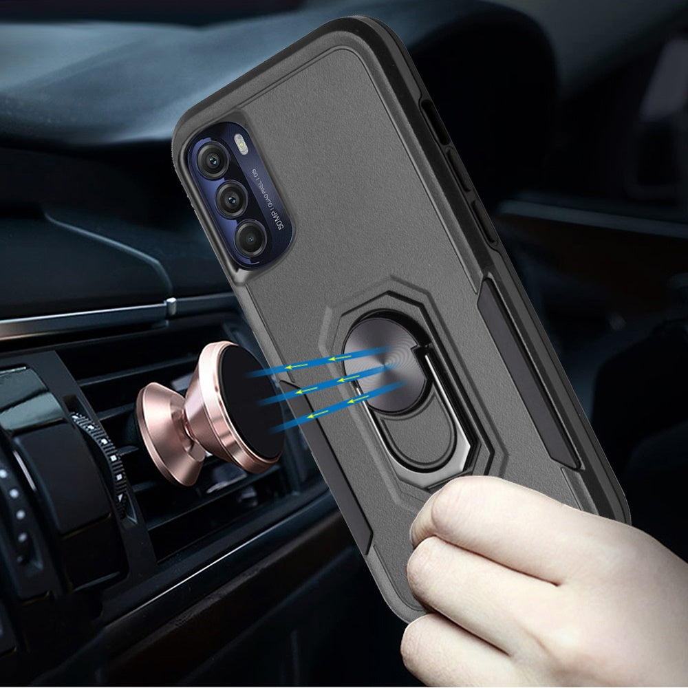 For Motorola Moto G Stylus 5G 2022 Hybrid Rugged Hard Drop-Proof 3 Layer Protection Military Grade with Metal Ring Stand  Phone Case Cover