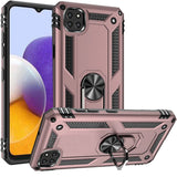 For Samsung Galaxy A22 5G Armor Hybrid Durable 360 Degree Rotatable Ring Stand Holder Kickstand 2in1 Fit Magnetic Car Mount Rose Gold Phone Case Cover