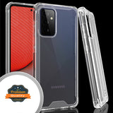 For Samsung Galaxy A03S Slim Body Frame [Shock-Absorption] Hybrid Defender Rubber Silicone Gummy TPU Clear Hard Back  Phone Case Cover