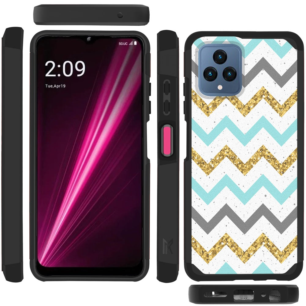 For Cricket Ovation 3 Graphic Design Pattern Hard PC TPU 2in1 Tough Strong Hybrid Shockproof Armor Frame  Phone Case Cover