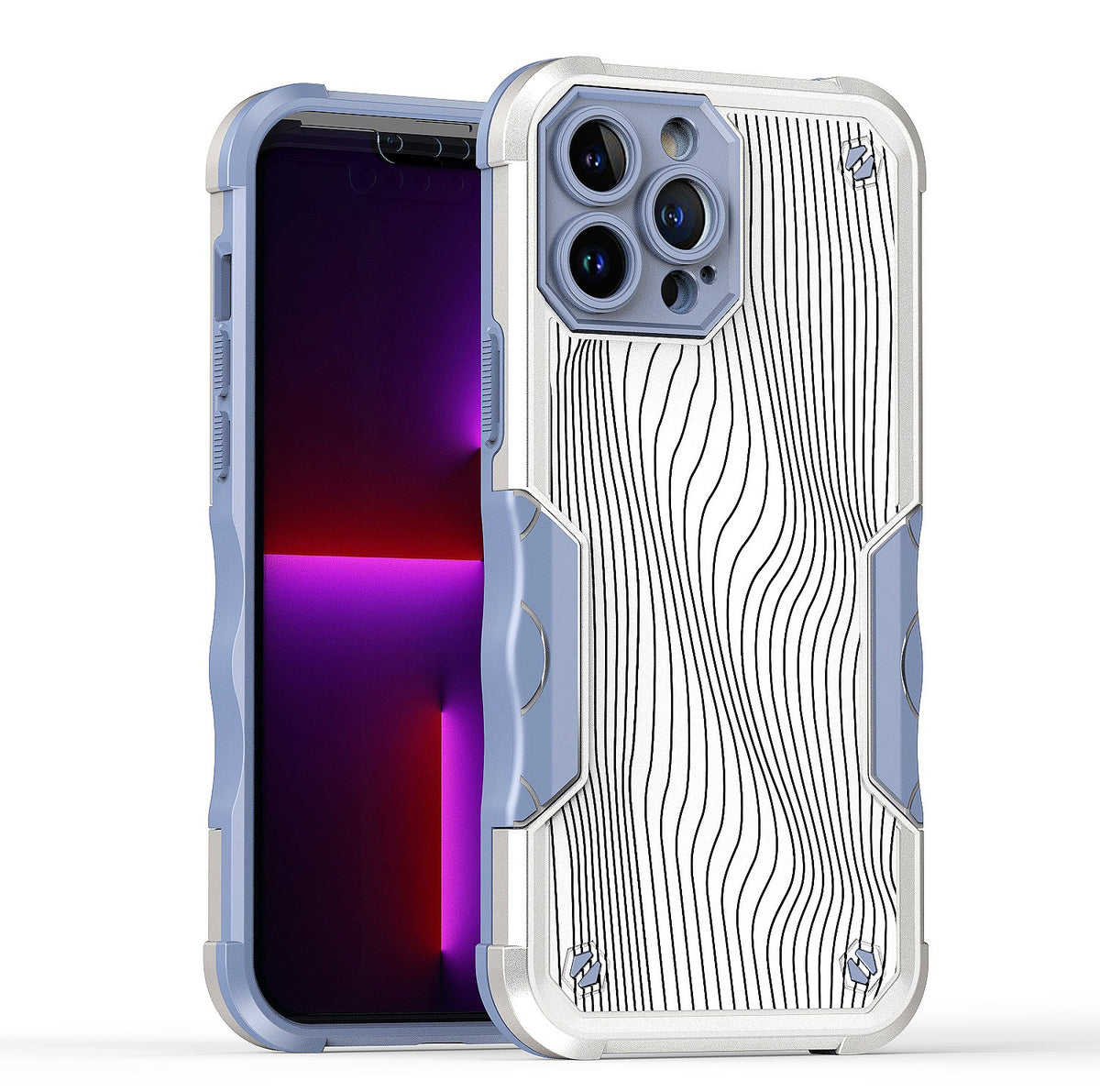 For Apple iPhone 14 Pro Max (6.7") Fashion Design Shockproof Hybrid Stylish Pattern Heavy Duty Rubber Armor  Phone Case Cover