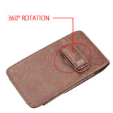 For Samsung Galaxy A23 5G Universal Vertical Leather Case Holster with 360° Rotation Belt Clip & 3 Credit Card Slots Phone Carrying Pouch [Brown]