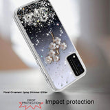 For TCL Revvl V Plus 5G (T-Mobile) Cute Bling Glitter Iridescent Love Floral Ornament Slim TPU Hybrid Sparkle Stars Shockproof  Phone Case Cover