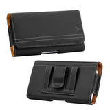 For Nokia C200 Horizontal Universal Carry Pouch Cell Phone Case PU Leather Holster Belt Clip Loop Card Slot & Magnetic Closure [Black]