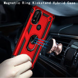 For Motorola Moto G Pure Hybrid Armor Durable 360 Degree Rotatable Ring Stand Holder Kickstand Fit Magnetic Car Mount Red Phone Case Cover