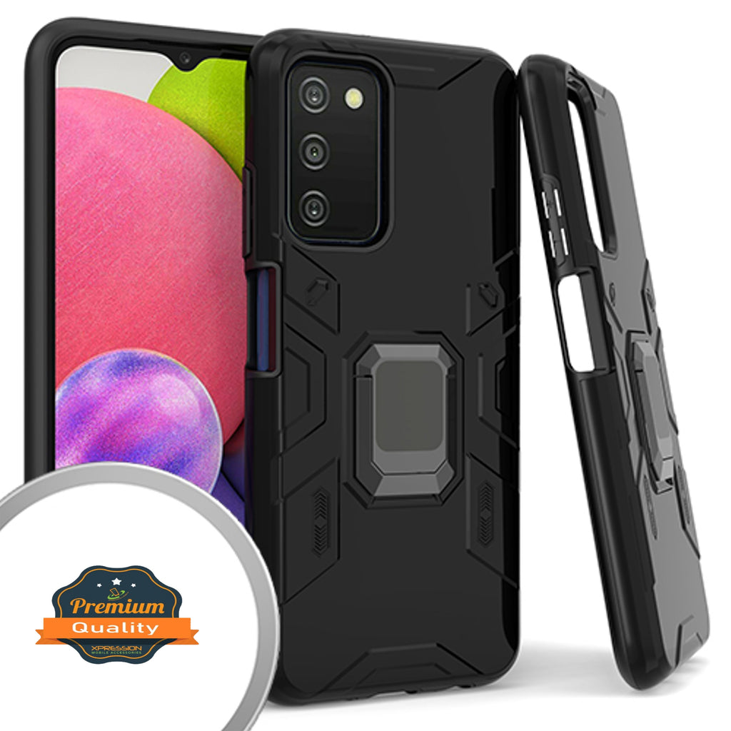 For Samsung Galaxy A33 5G Hybrid Heavy Duty Armor Protective Bumper with 360° Degree Ring Holder Kickstand [Military-Grade]  Phone Case Cover