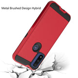For Motorola Moto G Pure Hybrid Rugged Brushed Metallic Design [Soft TPU + Hard PC] Dual Layer Shockproof Armor Impact Slim Red Phone Case Cover