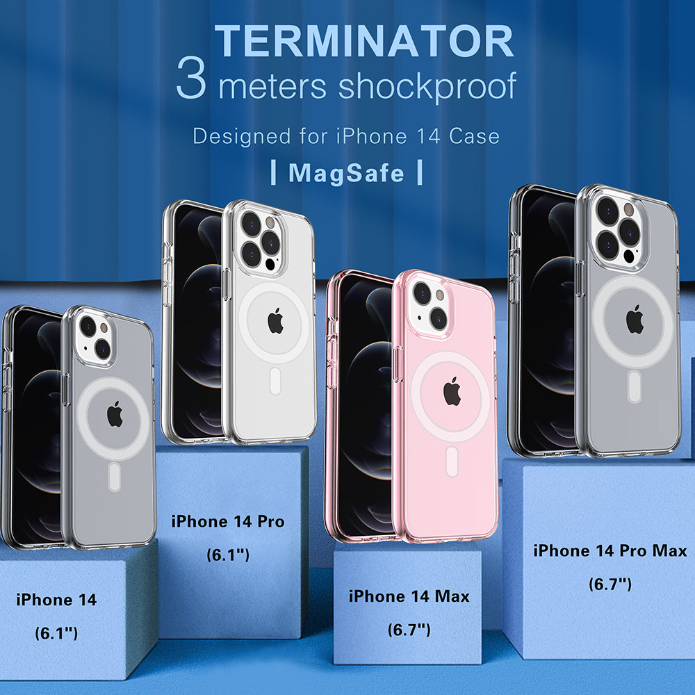 For Apple iPhone 14 /Plus Pro Max Transparent Thick Hybrid Hard PC Shell & Soft TPU Shockproof Compatible with MagSafe  Phone Case Cover