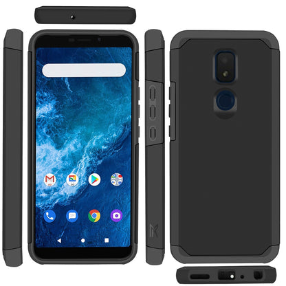 For Samsung Galaxy A73 5G Slim Corner Protection Shock Absorption Hybrid Dual Layer Hard TPU Rubber Armor Defender Black Phone Case Cover