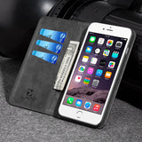 For Apple iPhone SE 3 (2022) Luxury PU Leather Wallet Pouch Magnetic Detachable with Credit Card Slots Removable Flip Kickstand Black Phone Case Cover