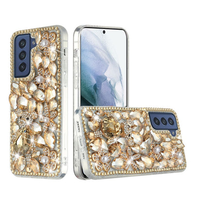 For Samsung Galaxy S22+ Plus Bling Crystal 3D Full Diamond Luxury Sparkle Rhinestone Hybrid Bumper Protective  Phone Case Cover
