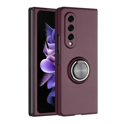 For Samsung Galaxy Z Fold 4 5G Hybrid 360 Rotatable Metal Invisible Ring Stand Holder Fit Magnetic Car Mount Shockproof  Phone Case Cover