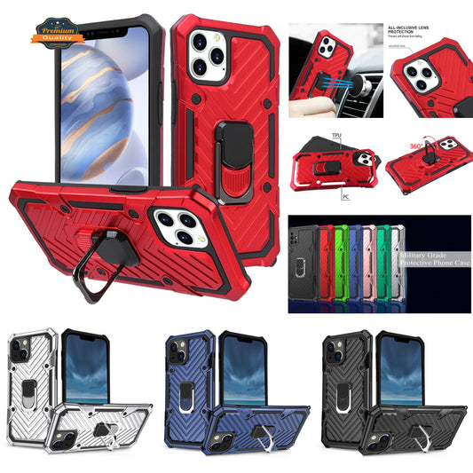 For Apple iPhone 13 Pro (6.1") Stand Ring Holder Finger Loop with Magnetic Grip Kickstand Hybrid Shockproof Armor Hard  Phone Case Cover